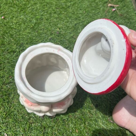 VINTAGE REPUBLIC IMPORT COMPANY SANTA SNACK JAR , GLAZED CERAMIC 5 INCHES TALL - Picture 2 of 4